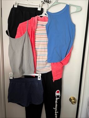 Girls Size L Athletic Casual Sleep Bundle Champion Pants Tanks Shorts Jacket